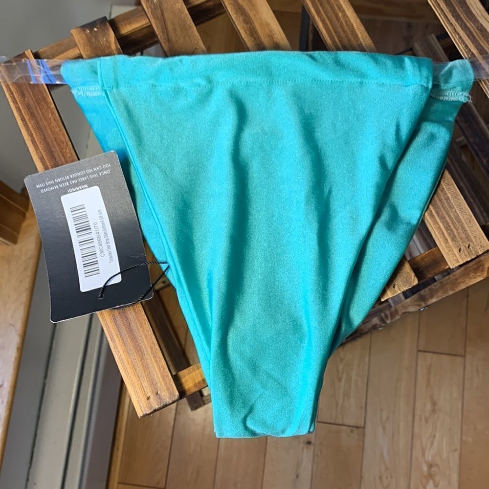 PRETTYLITTLETHING | turquoise Clear transparent Strap Side Bikini Bottom size 4